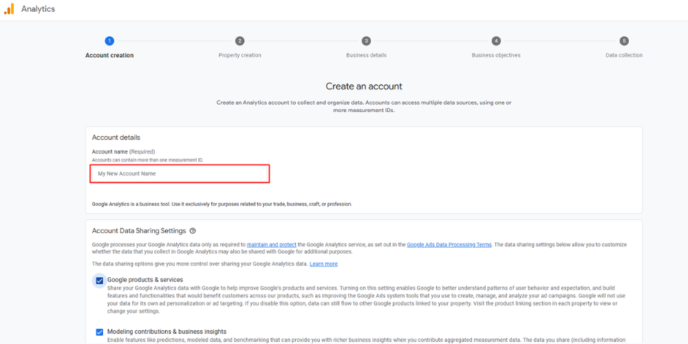 Access the link to create your Google Analytics account