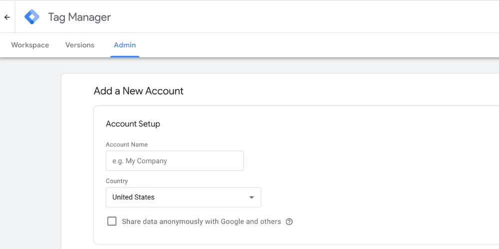 Fill in account details