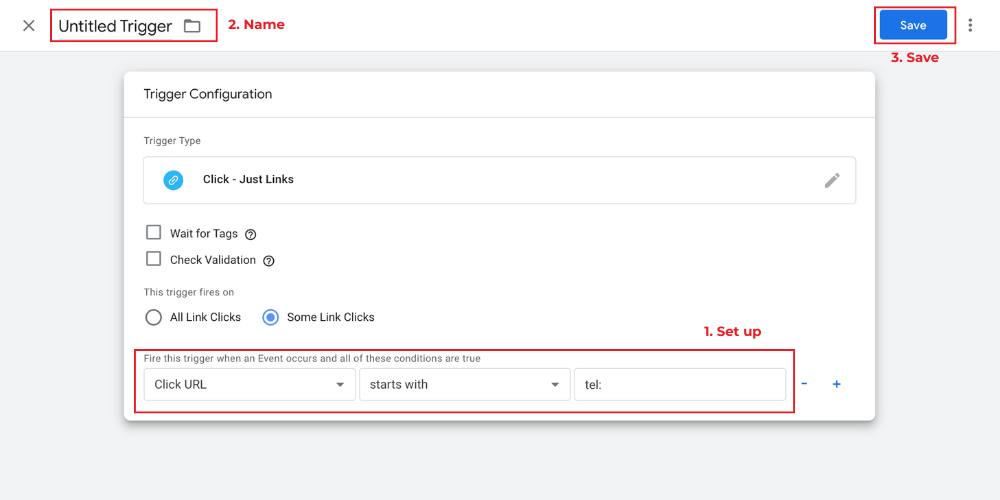 Configure the trigger settings