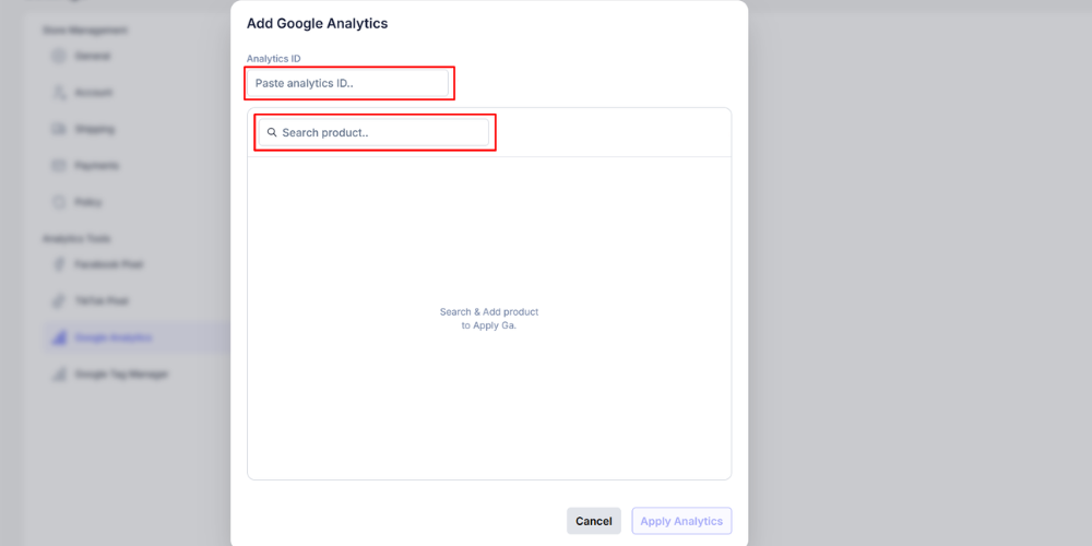 Sellers follow these steps to integrate Google Analytics, as shown