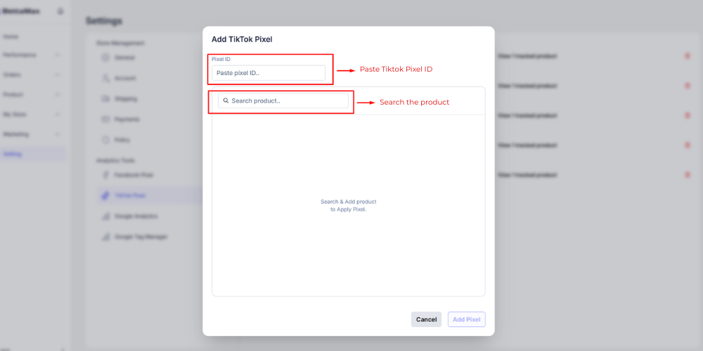 Each TikTok Pixel ID can only be assigned to one product