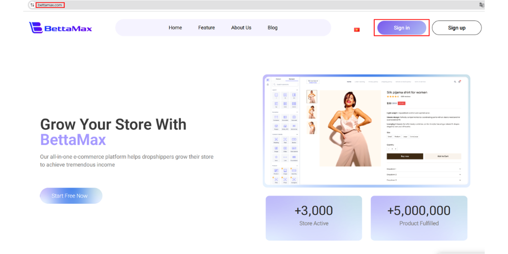 Sign in to your BettaMax store