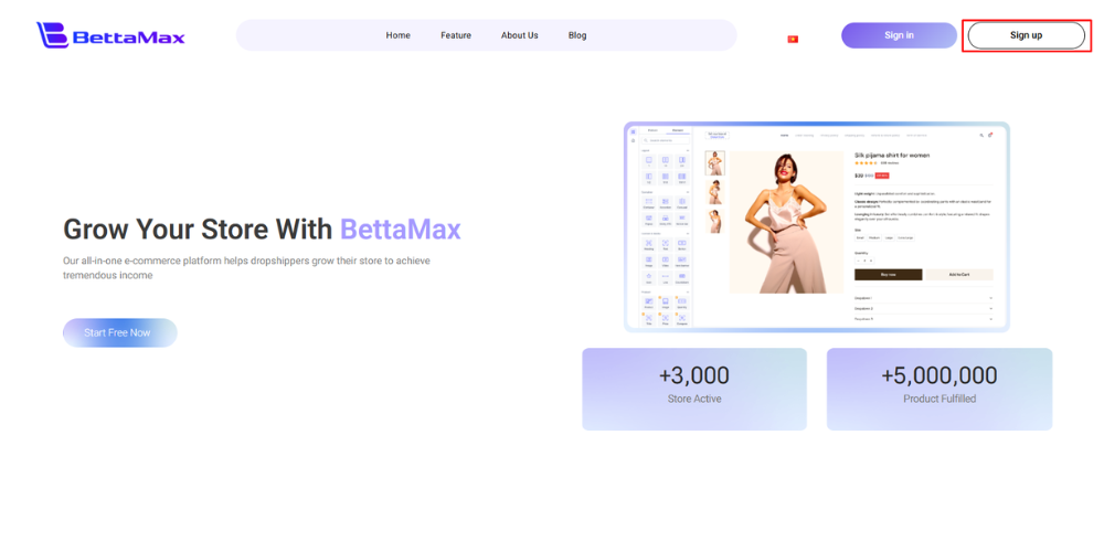 Click “Sign Up” to start setting up your account.