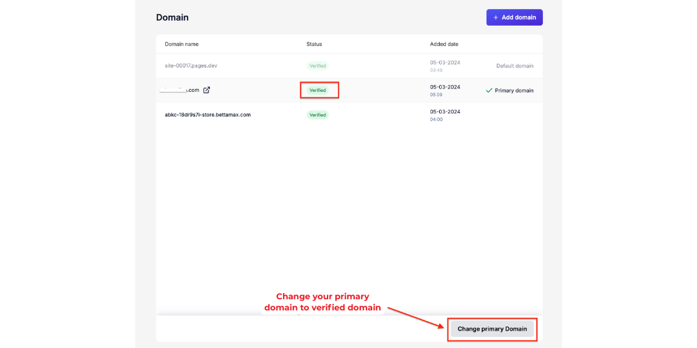 Switch to your primary domain