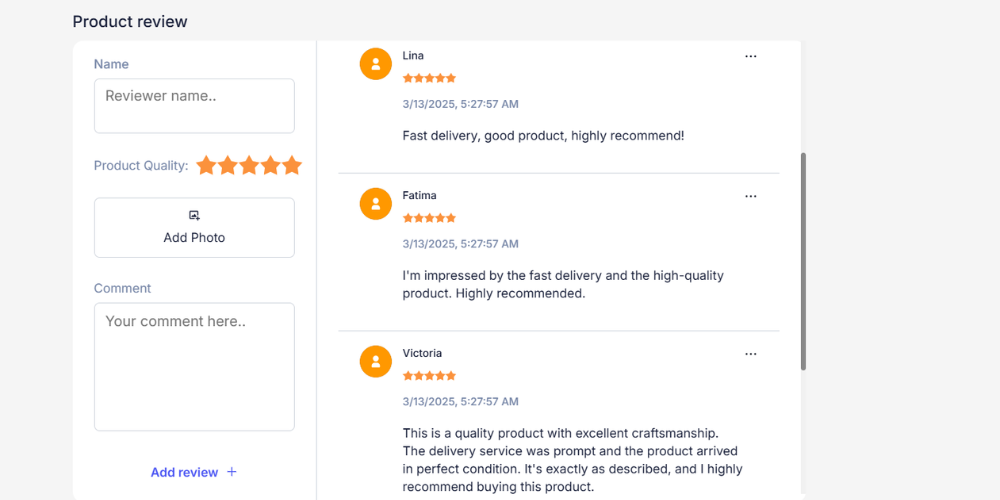 Adding customer reviews enhances product trustworthiness
