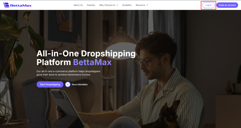 Seller clicks Sign In to log in to BettaMax