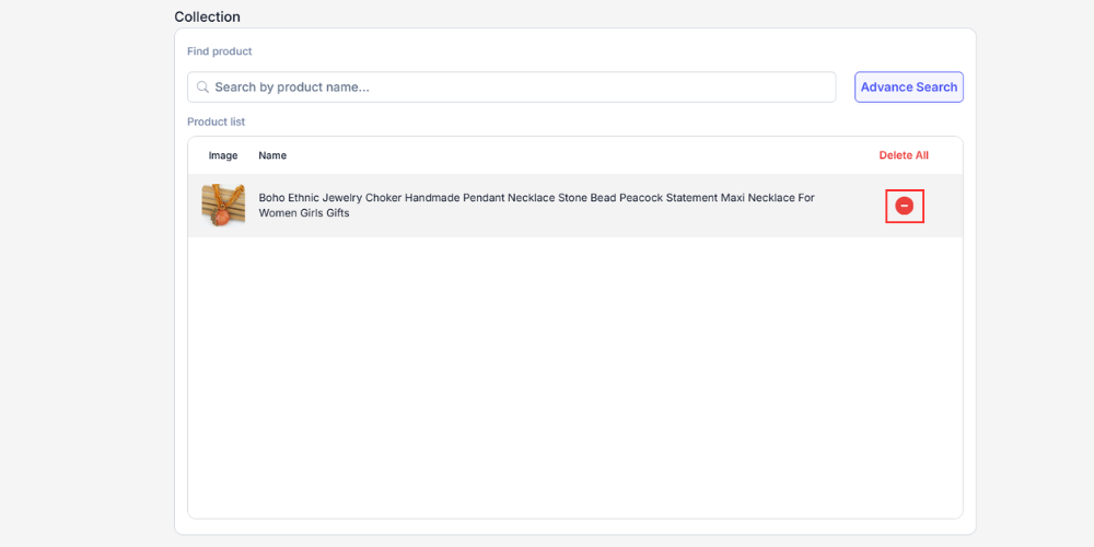 Remove a product with this action