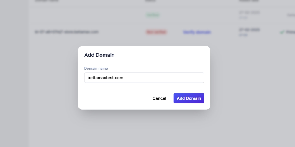 Người dùng nhập tên Domain vừa mua vào nền tảng