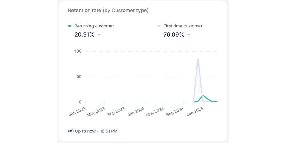 Biểu đồ Retention rate (by Customer type)