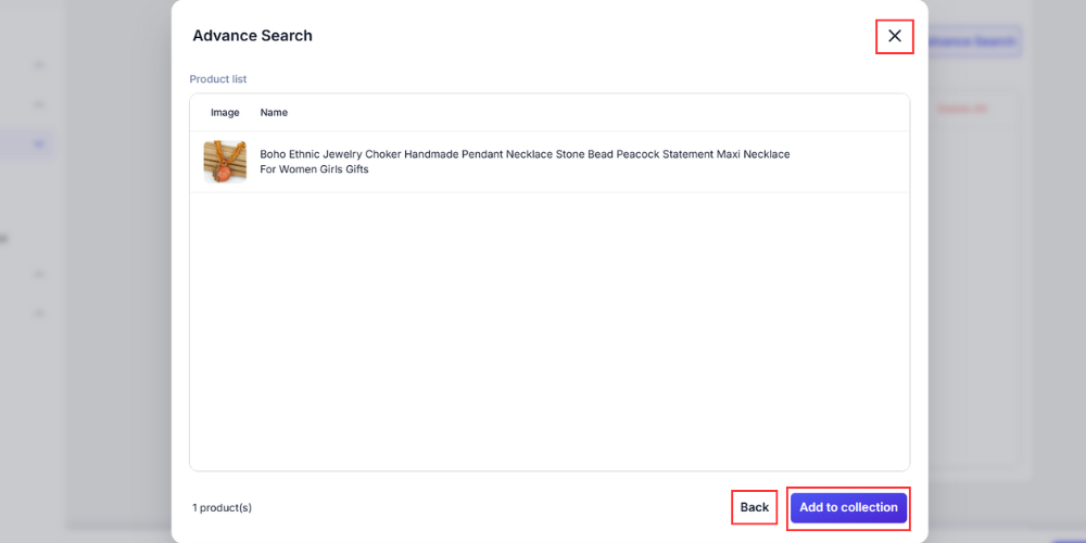 Actions in the Advance Search dialog