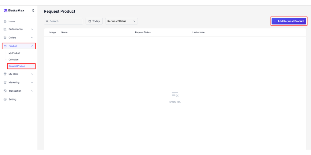 Click Add Request Product to start the quoting process