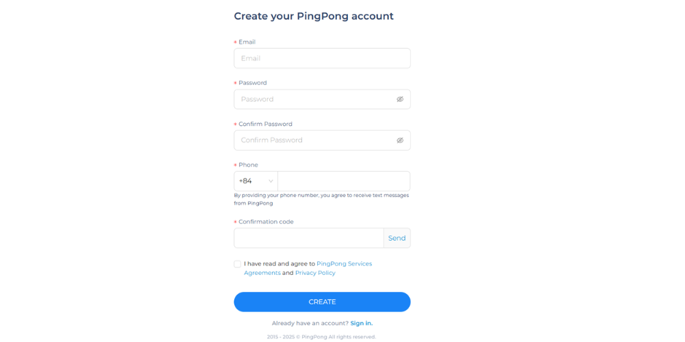 Set a password and verify via your registered phone number