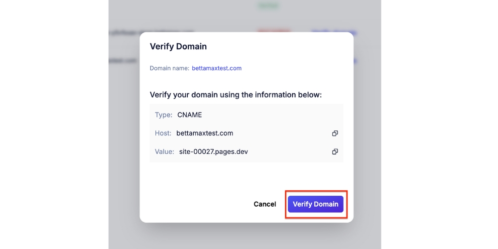Quá trình Domain Verify trên hệ thống sẽ mất từ 15-20 phút