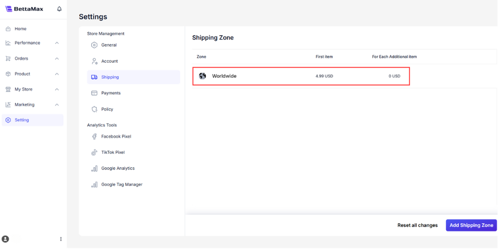 Setting a fixed shipping rate