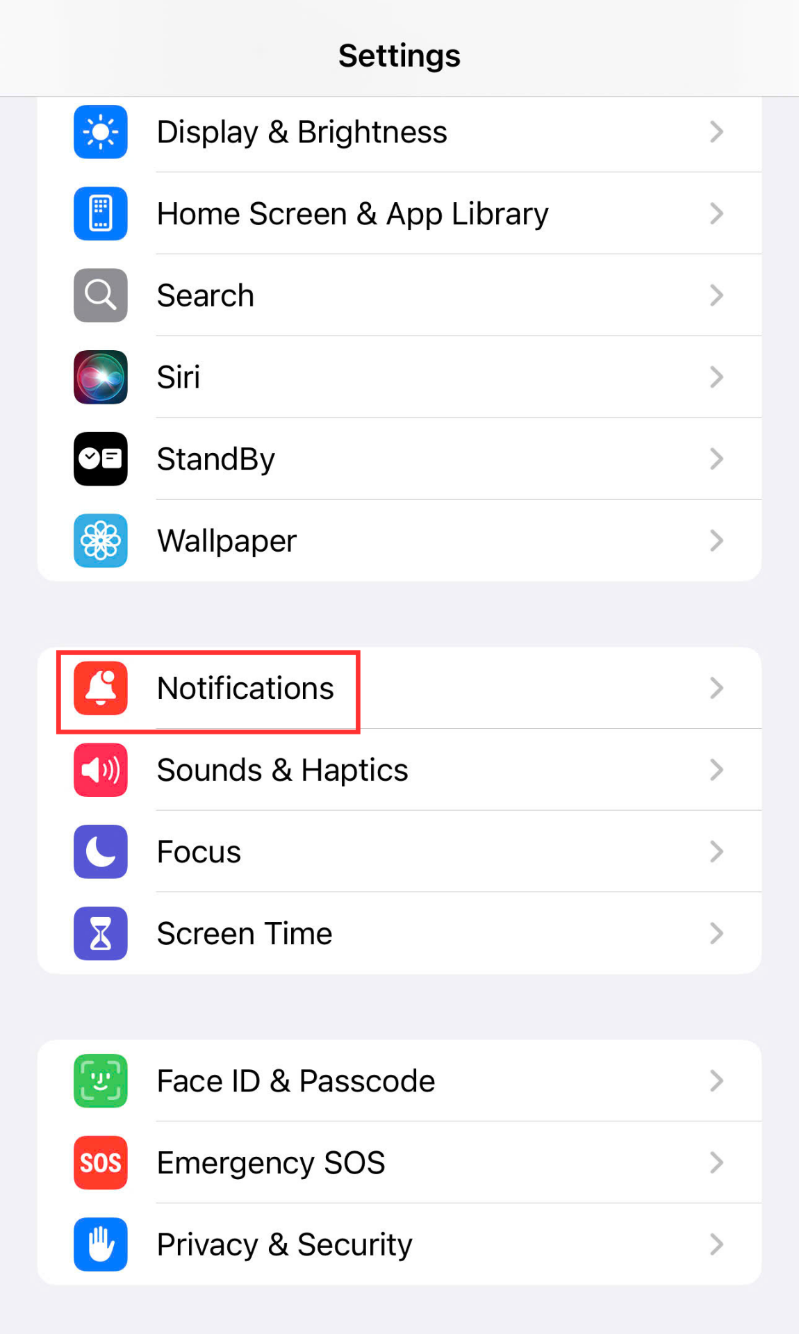 Tap the Notifications button