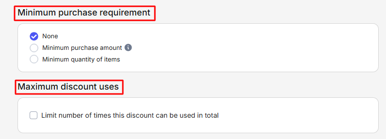 Minimum purchase requirement