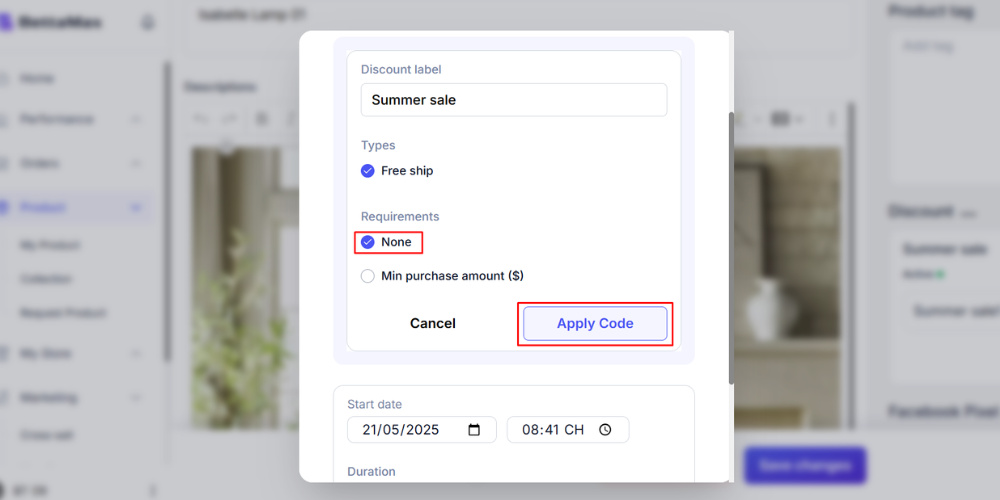 Select None if you want to offer Free Shipping with no condition