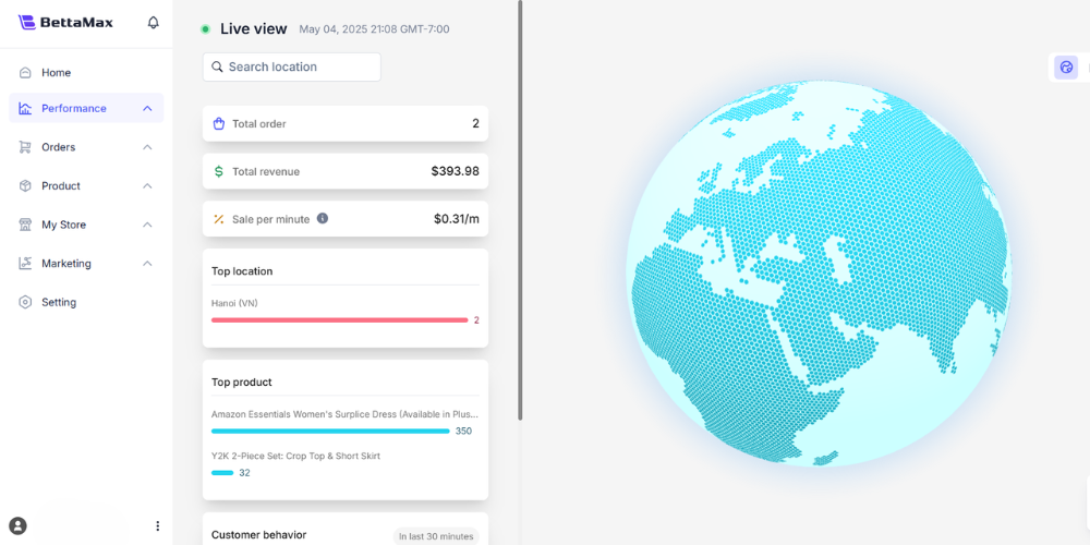 The Live View feature enables tracking of critical metrics