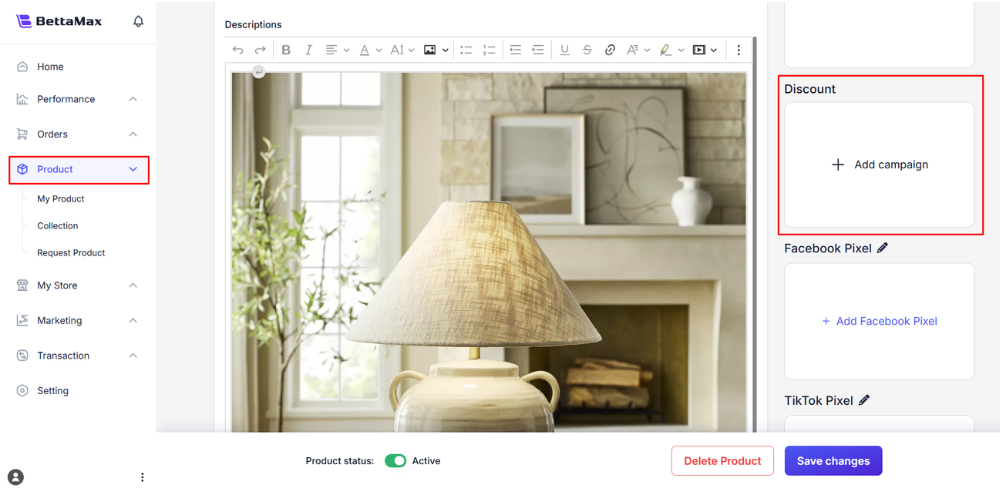 The user visits the product page