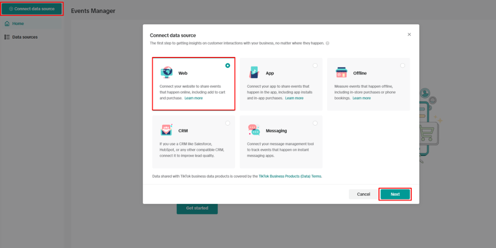 Kết nối nguồn dữ liệu với TikTok Ads Manager