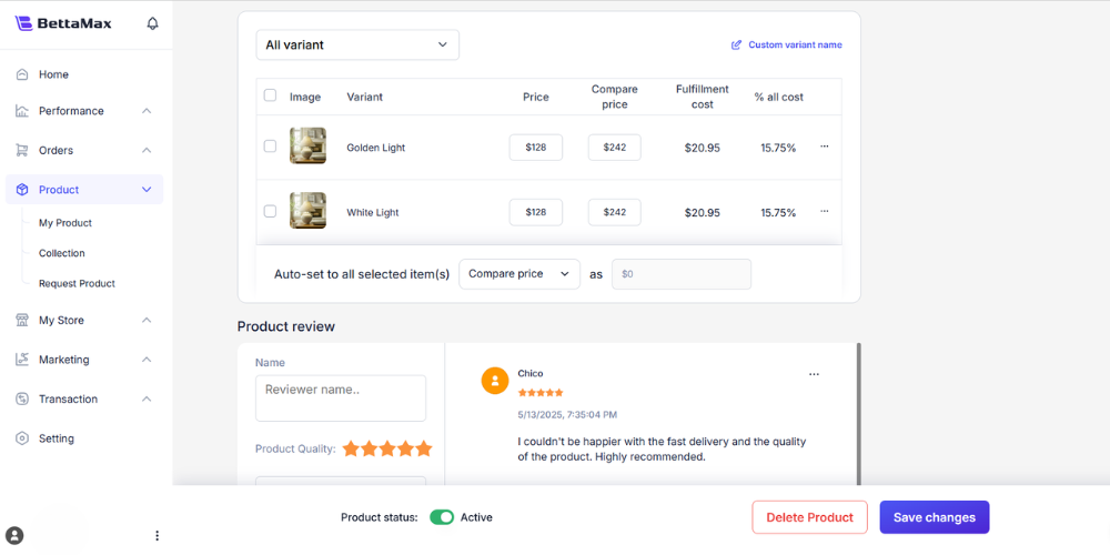 Seller được báo giá trực tiếp trên nền tảng