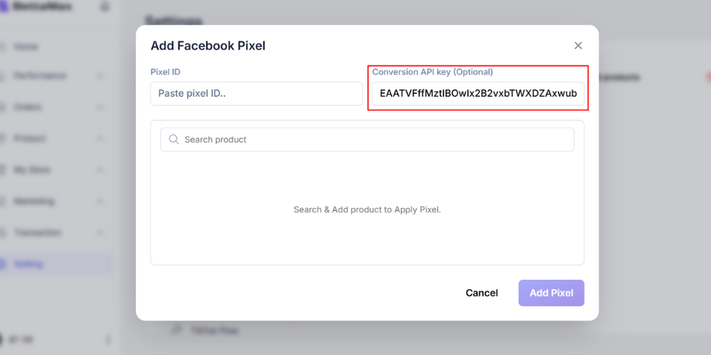 Gắn mã Conversion API Facebook vào store