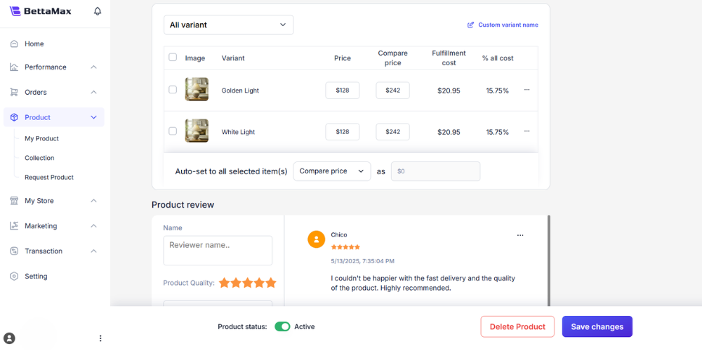 Sellers get quoted directly on the platform