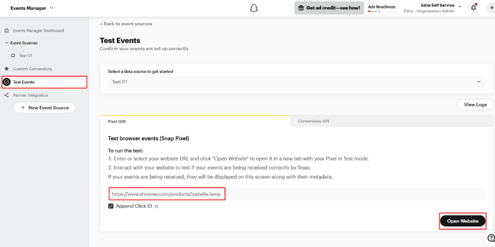 Verify if the events are being captured when users interact with your online store