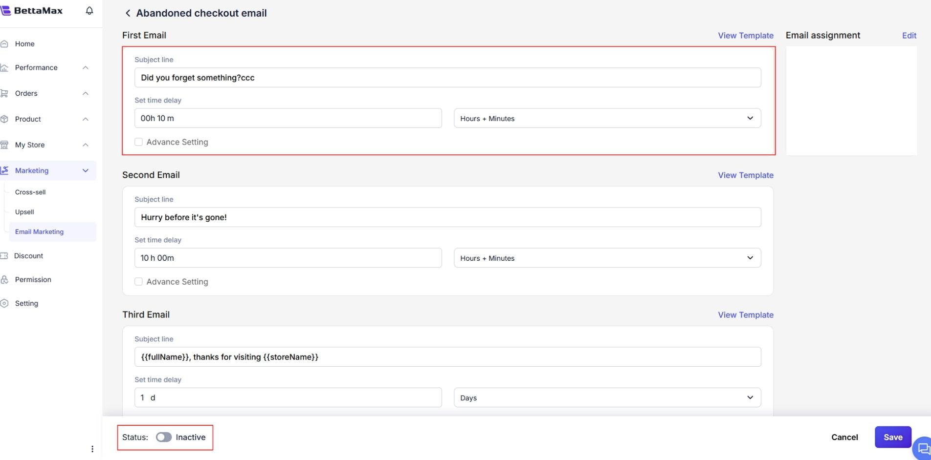 Change the activation status to Active and Save