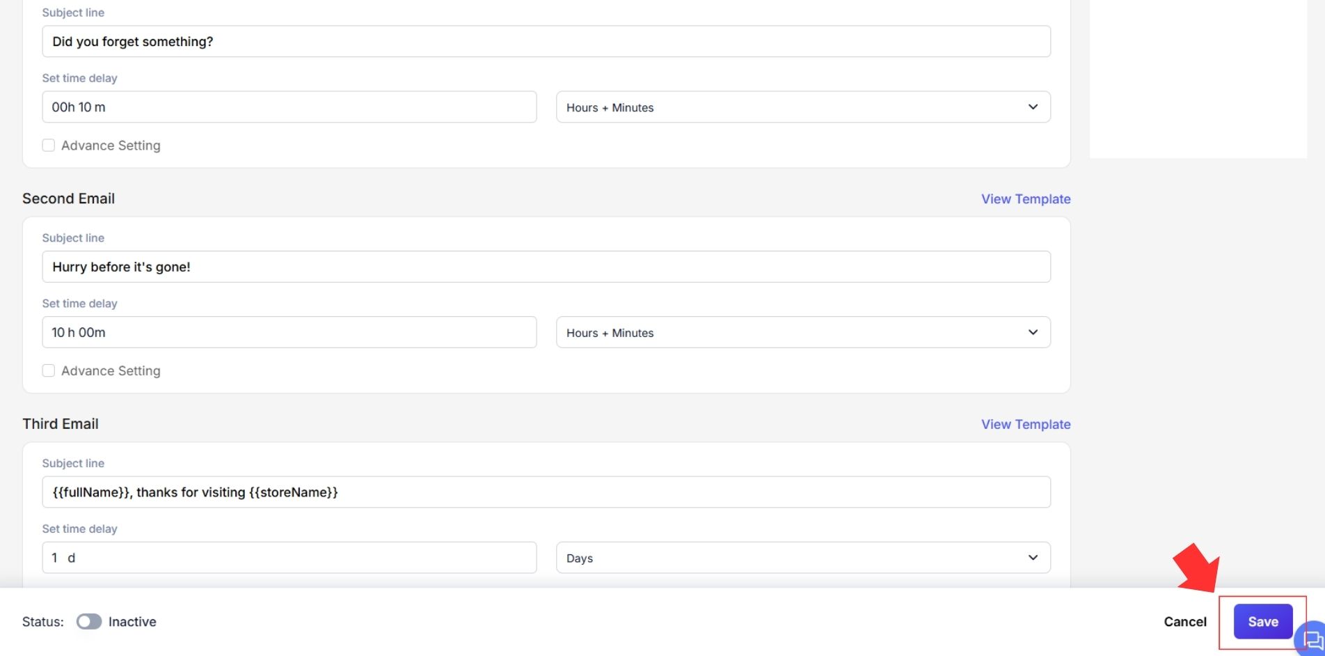 Click the Save button to confirm the changes.