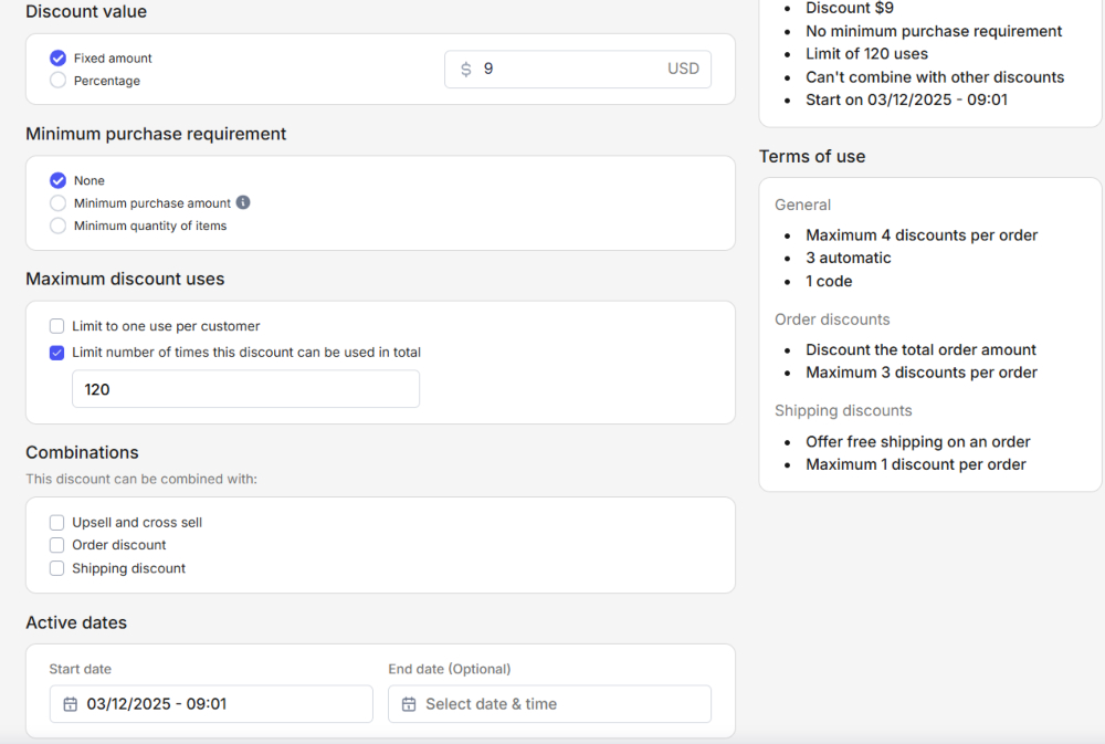Thiết lập điều kiện và giới hạn sử dụng