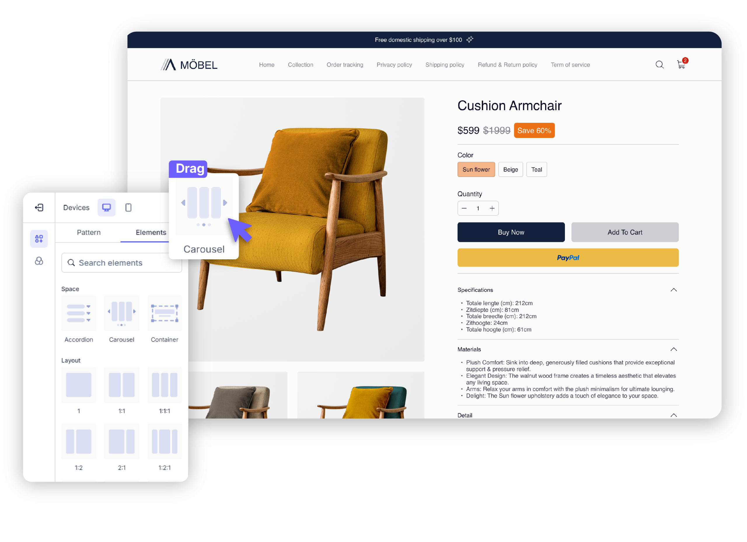 Customize layouts and styling in the store editor