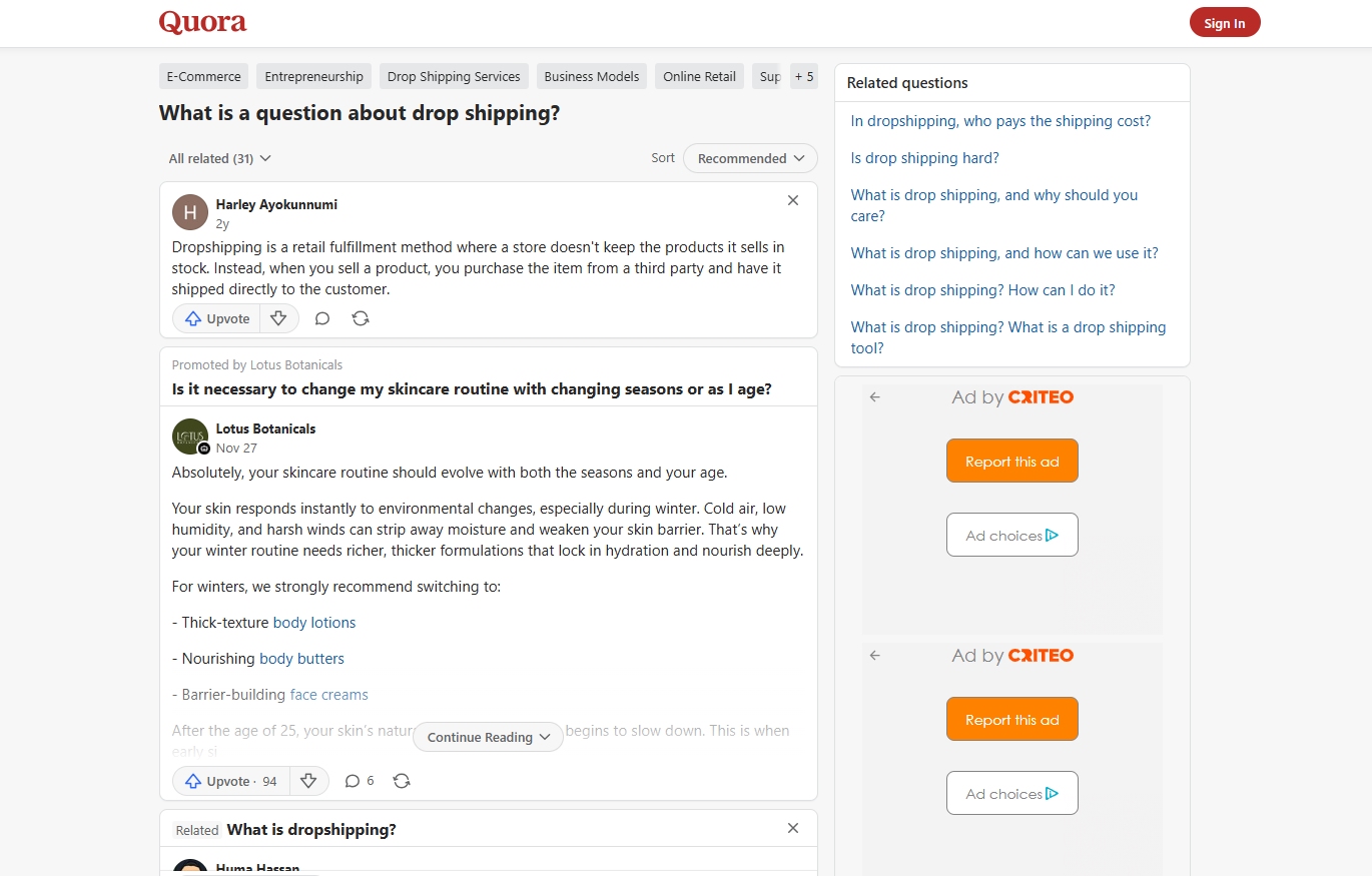 Quora-Dropshipping-Questions