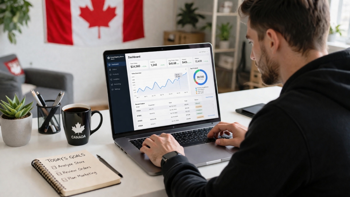canadian-ecommerce-entrepreneur-analyzing-dropshipping-sales-dashboard